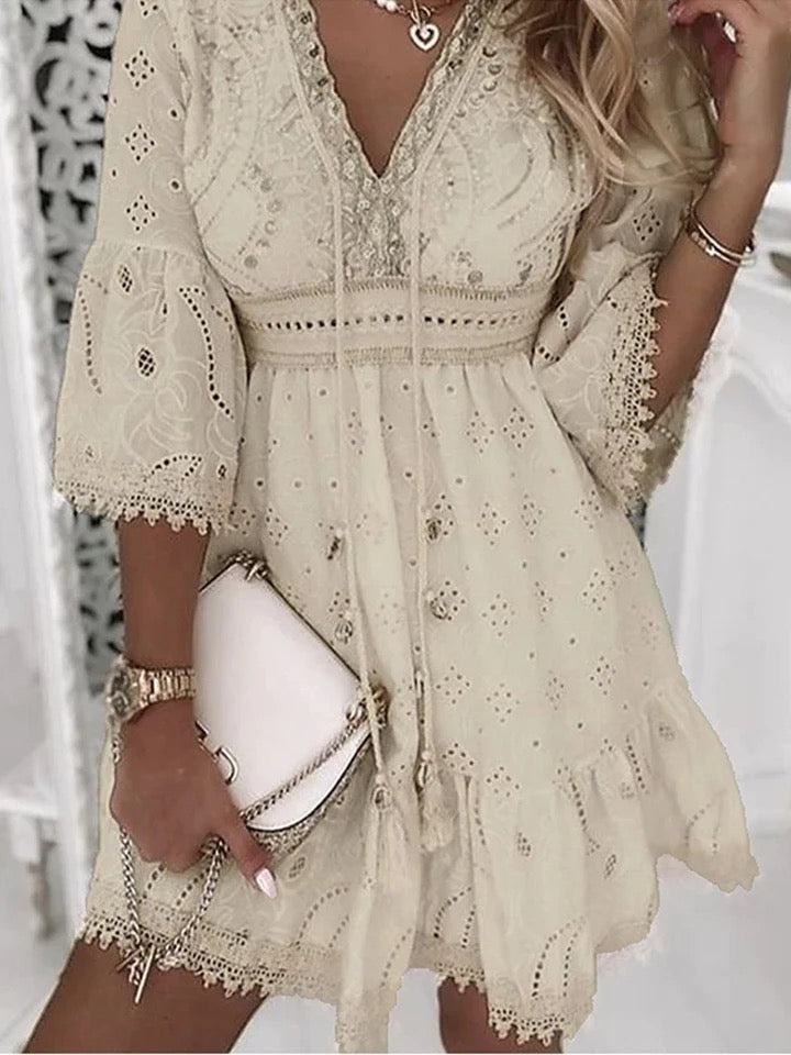 Butter Cream Boho Summer  Dress