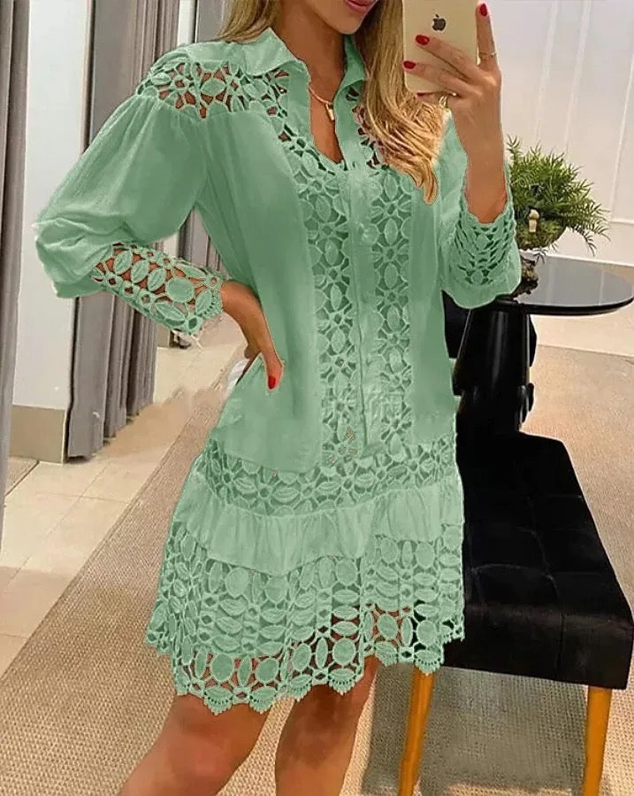 MINT LACE TRAPEZE DRESS