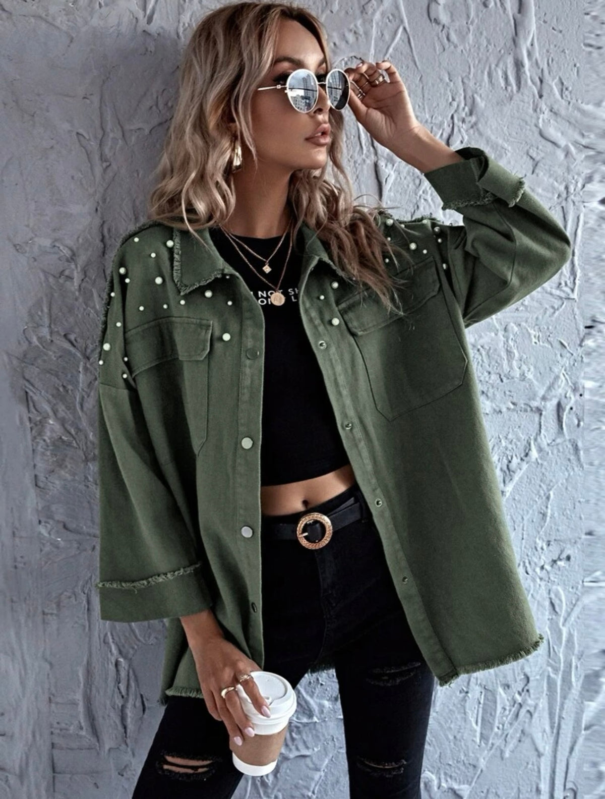 PRE ORDER BEADED KHAKI JACKET